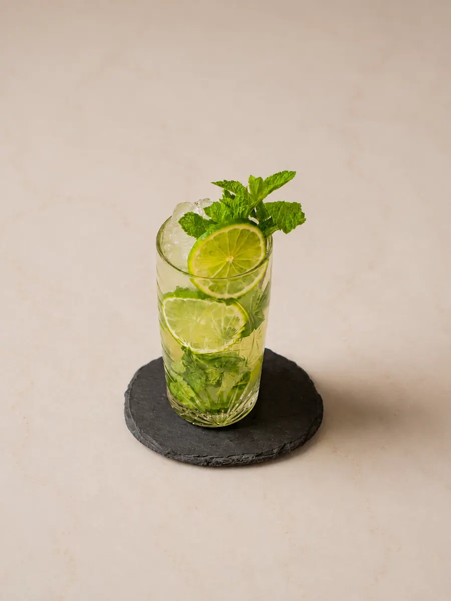 Al Reem Mojito: Classic mocktail. Ask about our flavour options: passion fruit, mango, pineapple, kiwi, mandarin, red pomegranate.